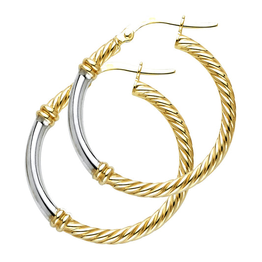 Fancy Hoop Earrings - 14K Gold - ER465