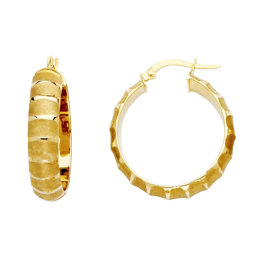 Fancy Hoop Earrings - 14K Gold - ER467