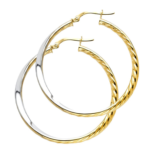 Fancy Hoop Earrings - 14K Gold - ER504