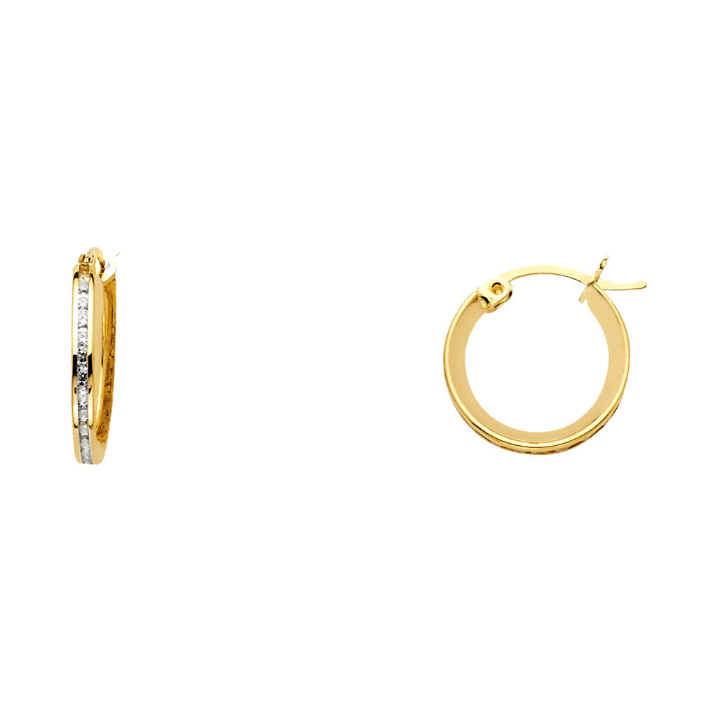 CZ Hoop Earrings  - 14K Gold - ER516