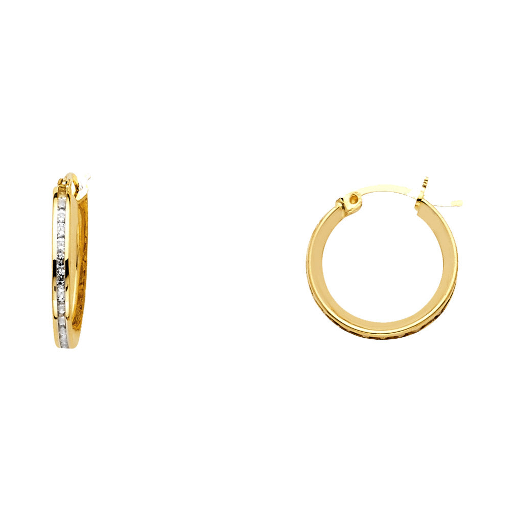 CZ Hoop Earrings  - 14K Gold - ER517