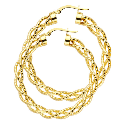 Fancy Hoop Earrings - 14K Gold - ER55