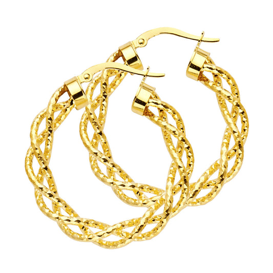 Fancy Hoop Earrings - 14K Gold - ER56