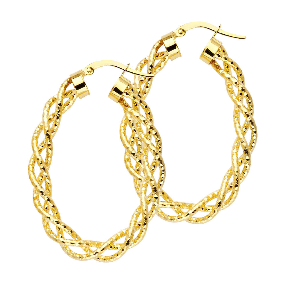 Fancy Hoop Earrings - 14K Gold - ER57