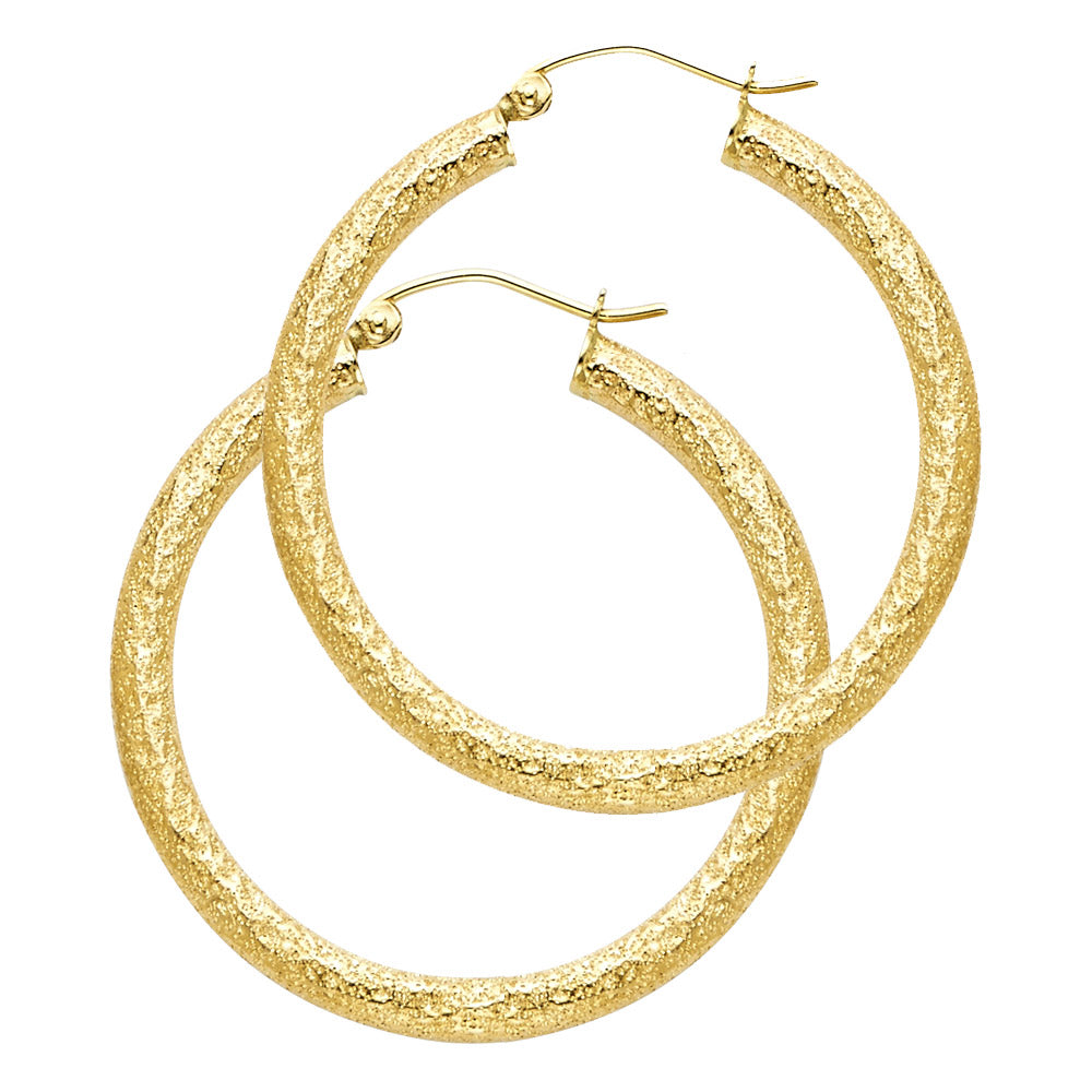 Fancy Hoop Earrings - 14K Gold - ER573