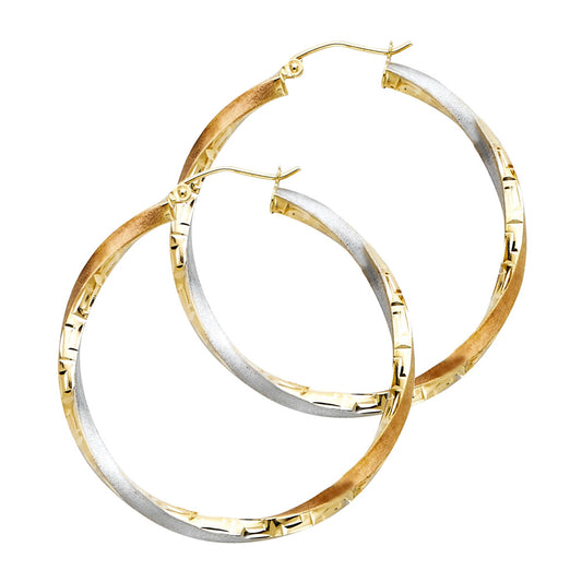 Fancy Hoop Earrings - 14K Gold - ER59