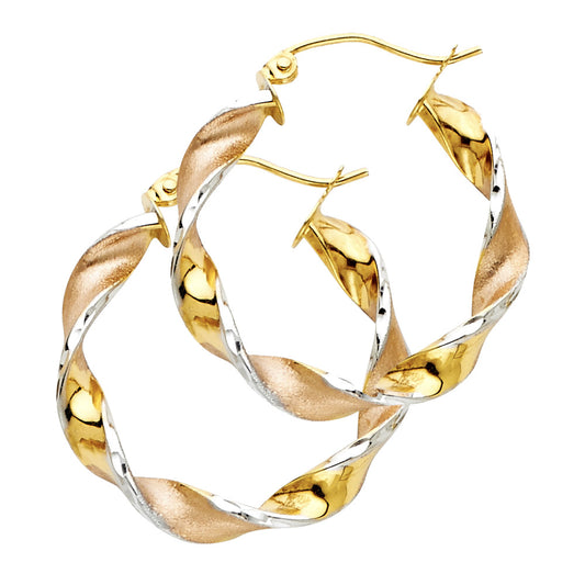 Fancy Hoop Earrings - 14K Gold - ER591