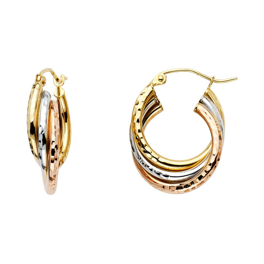 Fancy Hoop Earrings - 14K Gold - ER594