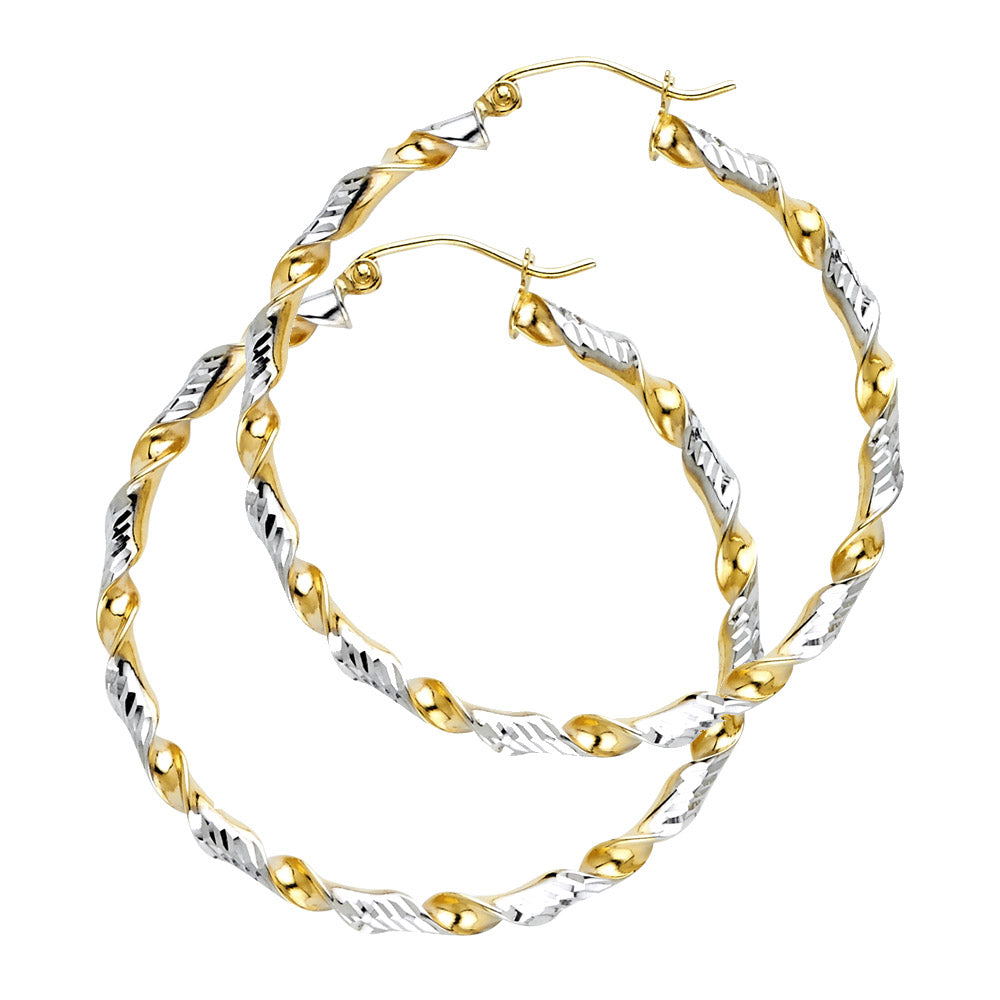 Fancy Hoop Earrings - 14K Gold - ER61