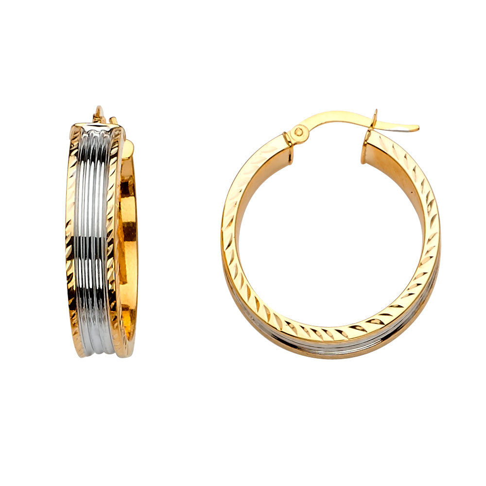 Fancy Hoop Earrings - 14K Gold - ER677