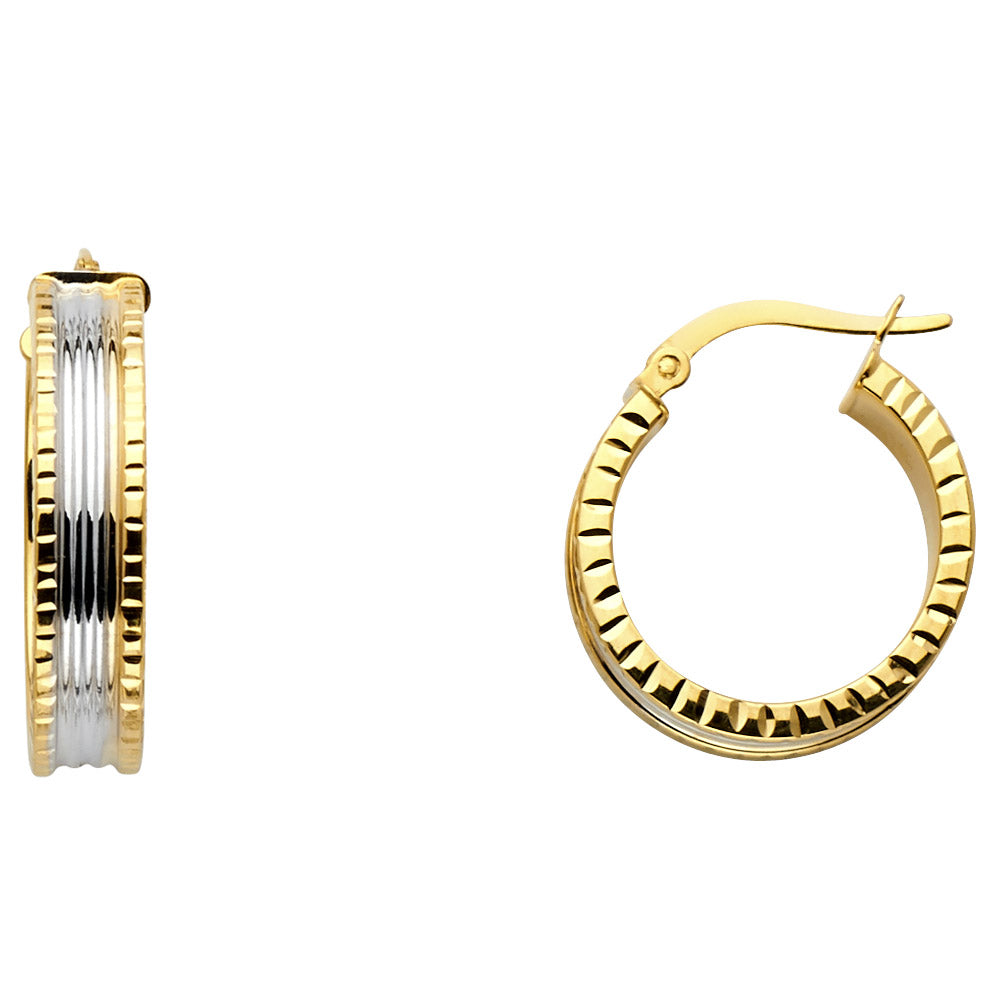 Fancy Hoop Earrings - 14K Gold - ER678