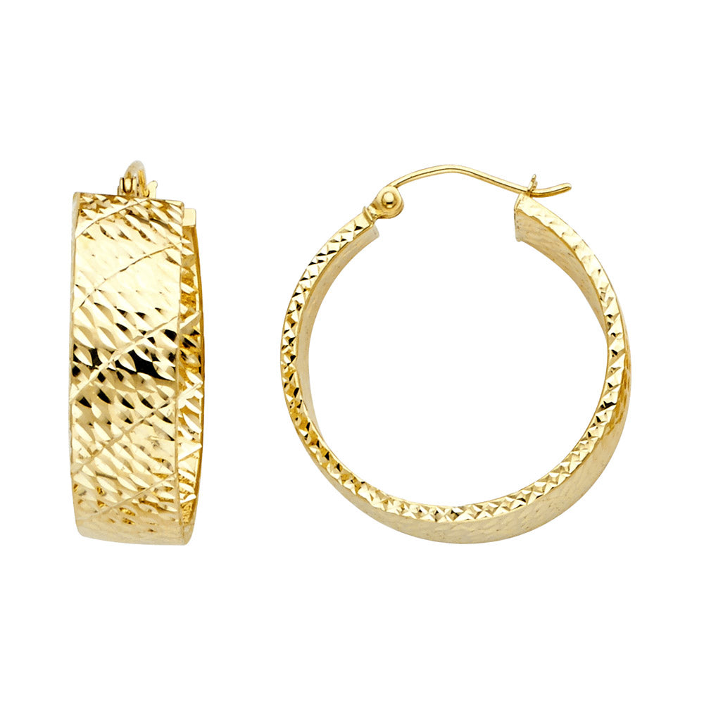 Fancy Hoop Earrings - 14K Gold - ER731