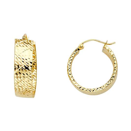 Fancy Hoop Earrings - 14K Gold - ER732