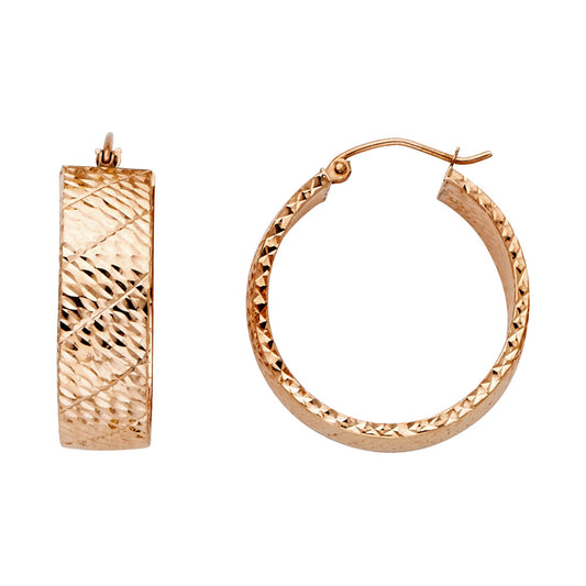 Fancy Hoop Earrings - 14K Gold - ER735