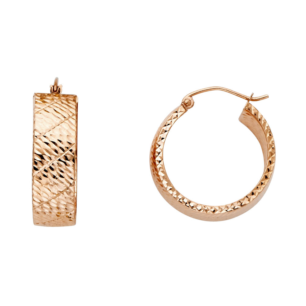 Fancy Hoop Earrings - 14K Gold - ER736