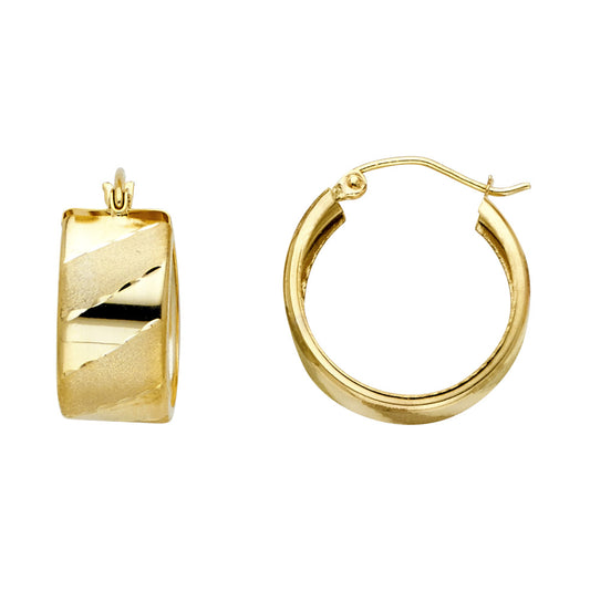 Fancy Hoop Earrings - 14K Gold - ER737