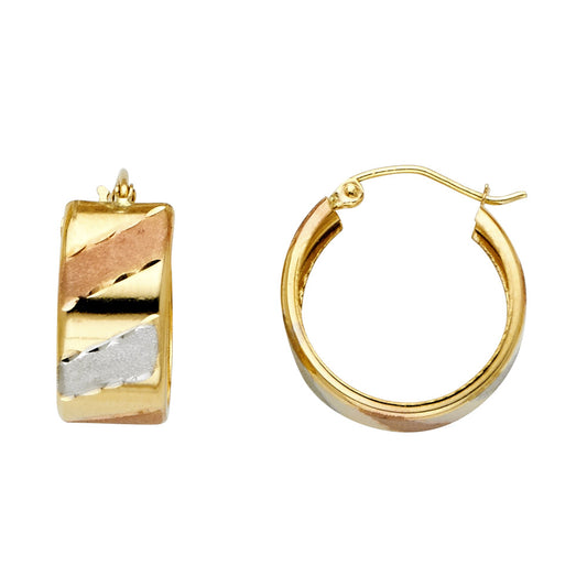 Fancy Hoop Earrings - 14K Gold - ER739