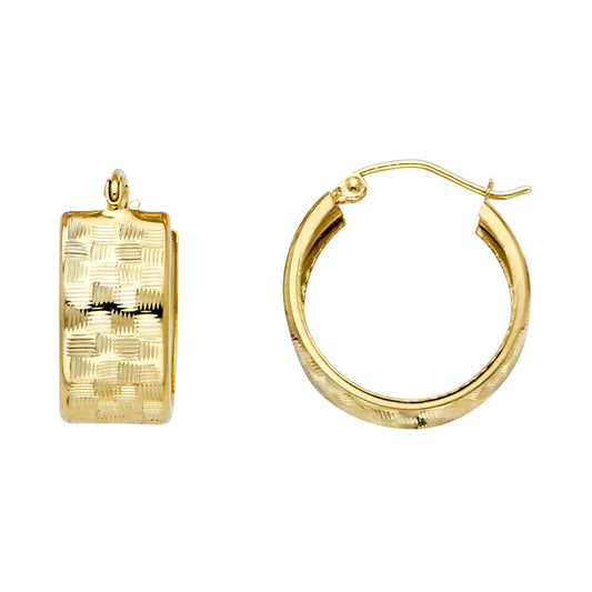 Fancy Hoop Earrings - 14K Gold - ER740