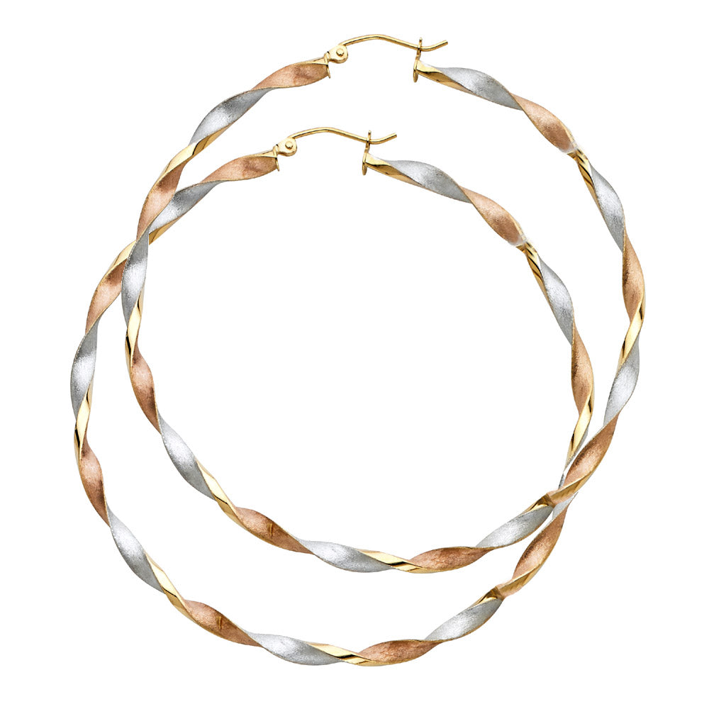 Fancy Hoop Earrings - 14K Gold - ER742