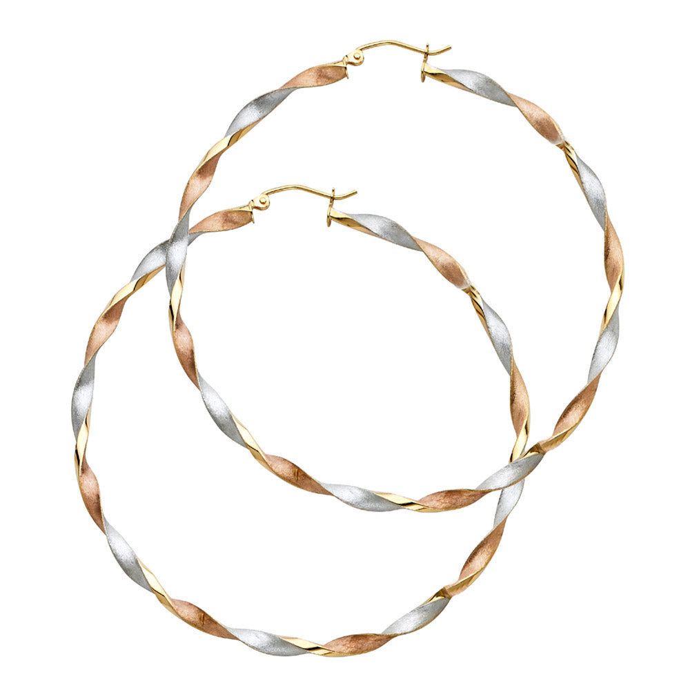 Fancy Hoop Earrings - 14K Gold - ER743