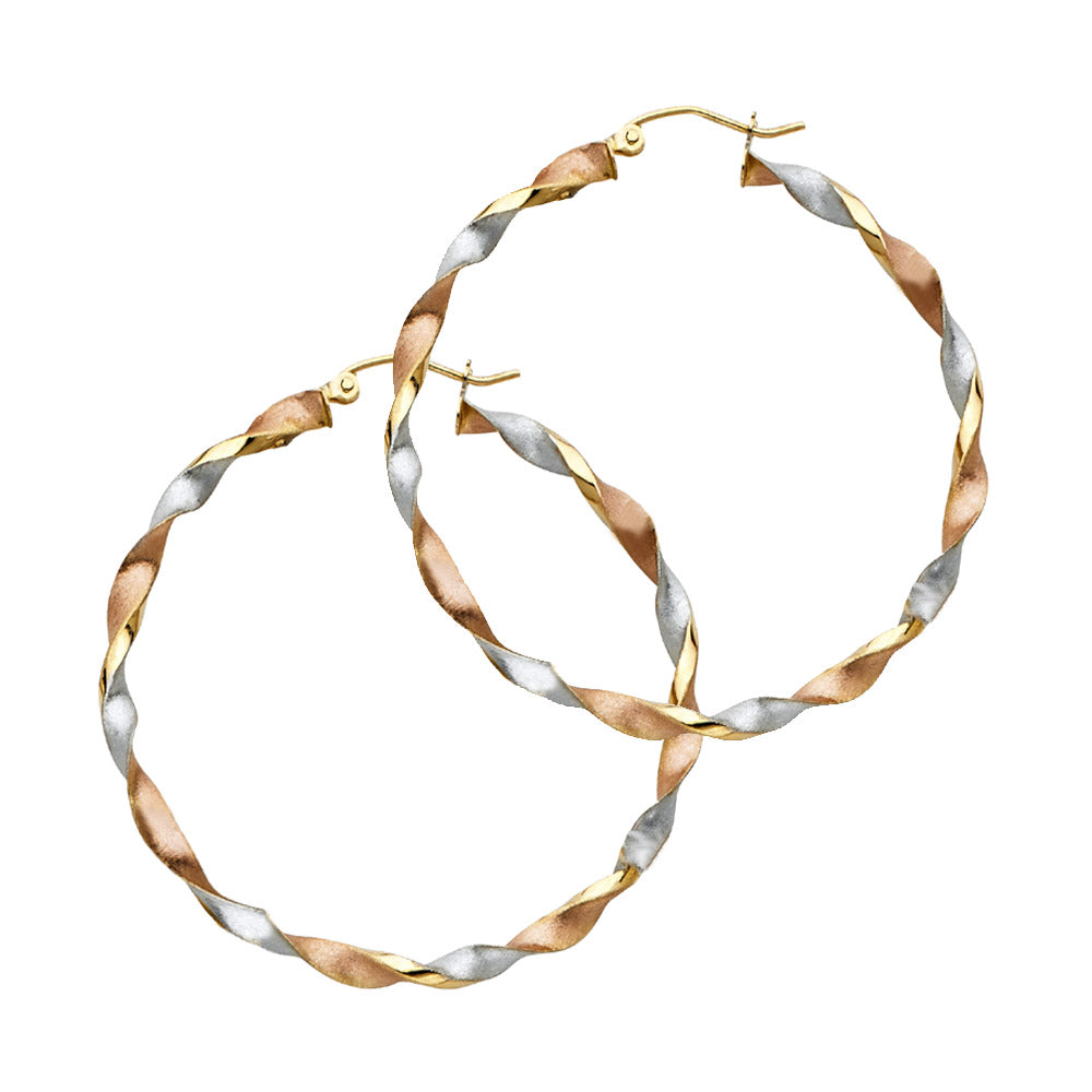 Fancy Hoop Earrings - 14K Gold - ER744