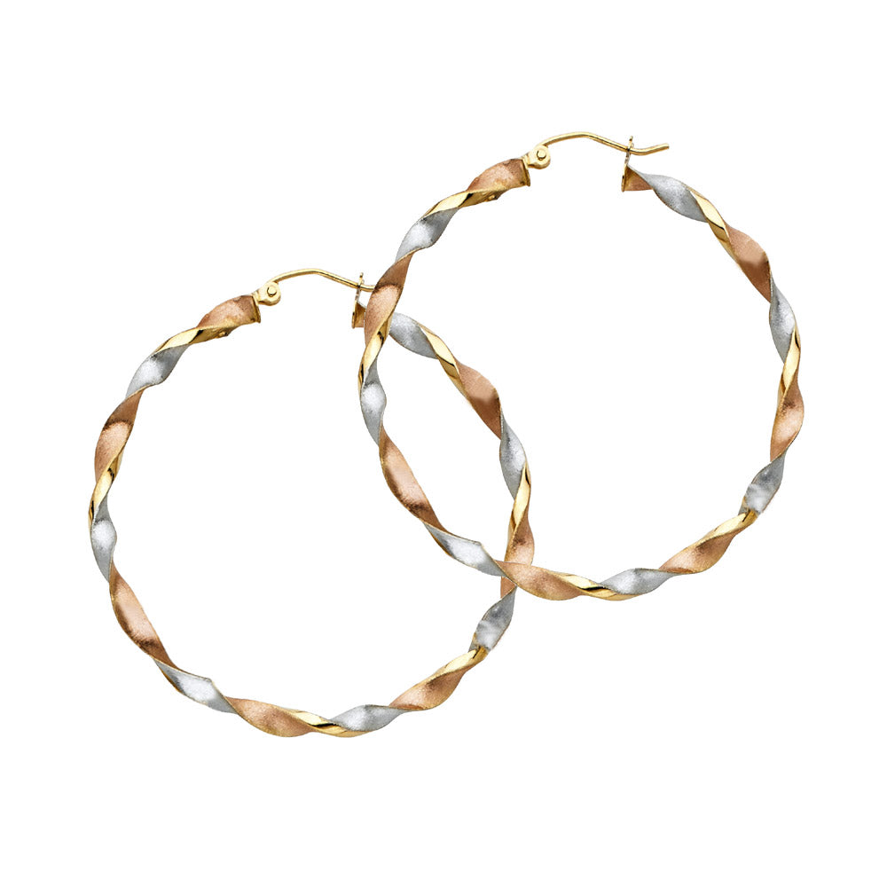 Fancy Hoop Earrings - 14K Gold - ER745