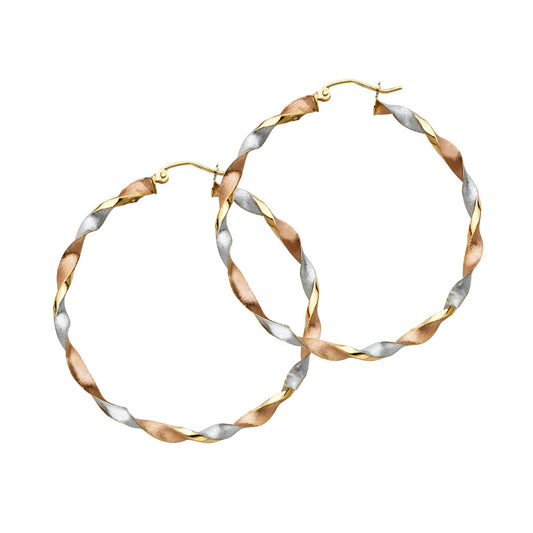 Fancy Hoop Earrings - 14K Gold - ER745