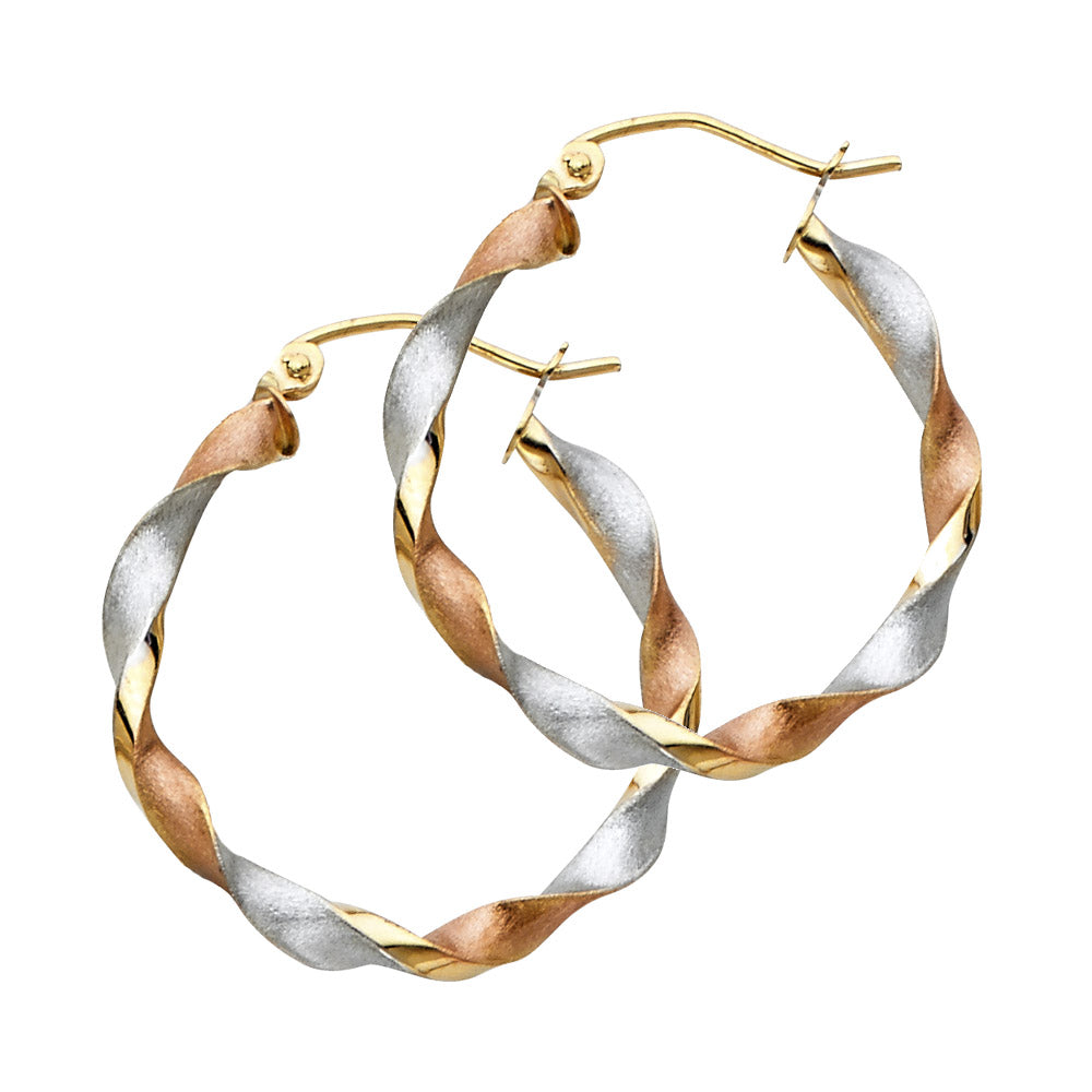 Fancy Hoop Earrings - 14K Gold - ER746