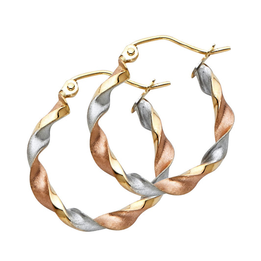 Fancy Hoop Earrings - 14K Gold - ER747