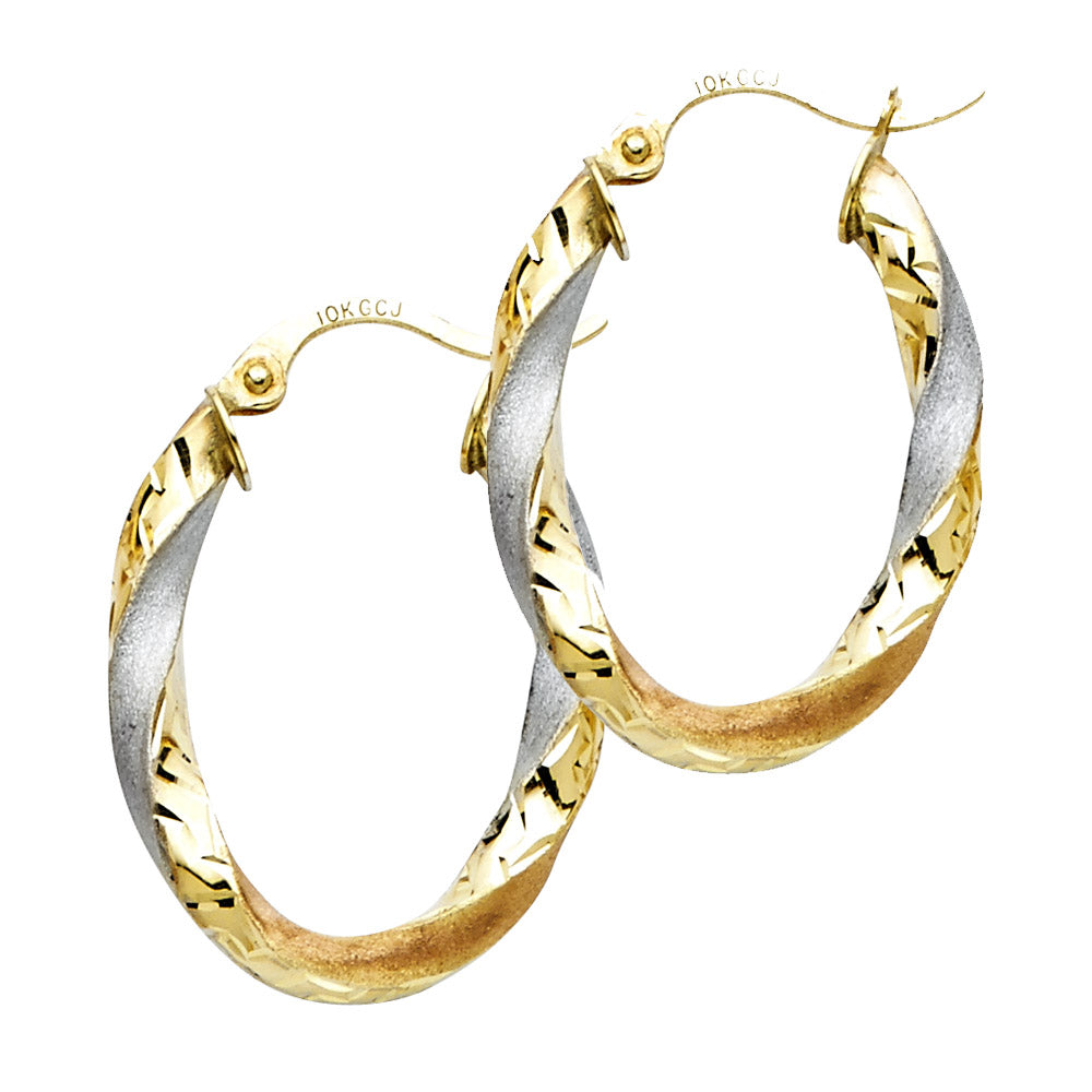 Fancy Hoop Earrings - 14K Gold - ER748