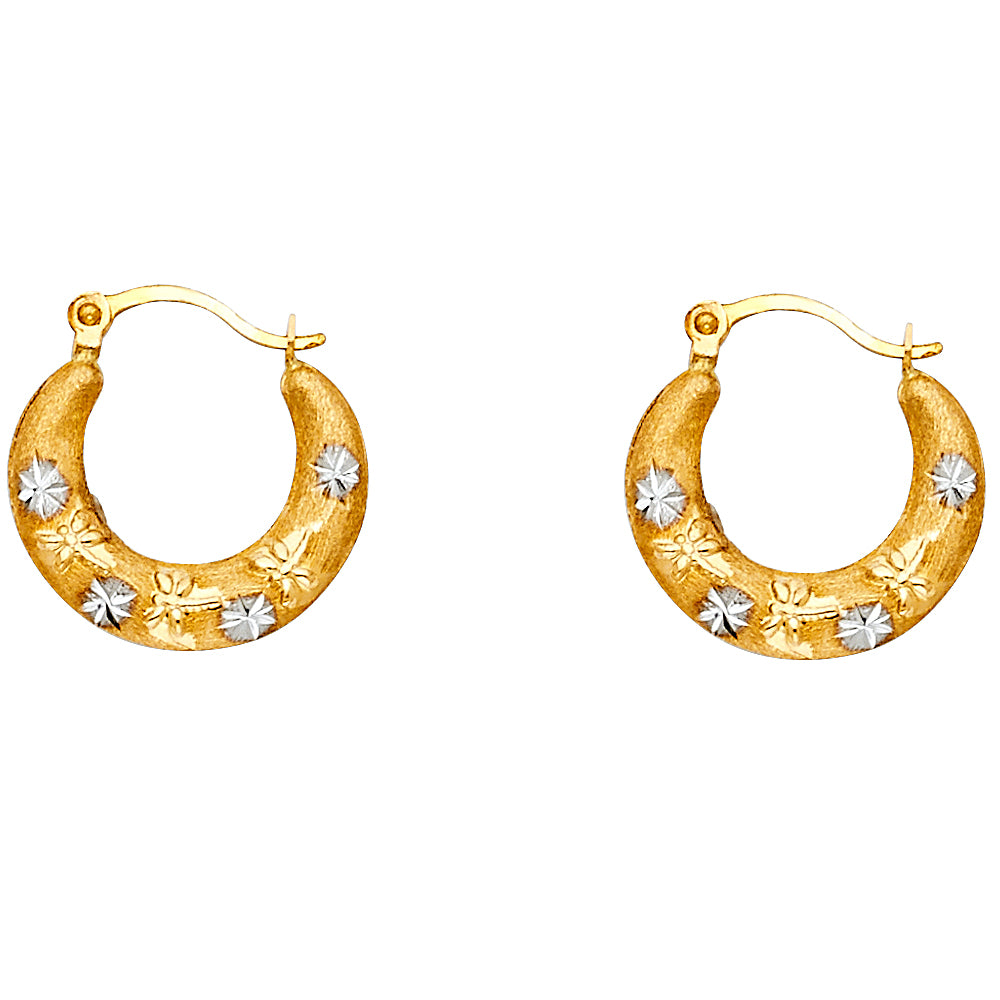 Hollow Fancy Earrings - 14K Gold - ER812