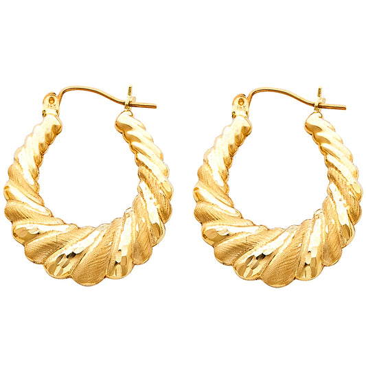 Hollow Fancy Earrings - 14K Gold - ER834