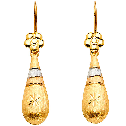 Hollow Fancy Earrings - 14K Gold - ER860