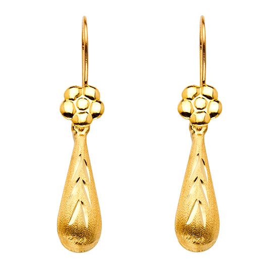 Hollow Fancy Earrings - 14K Gold - ER867