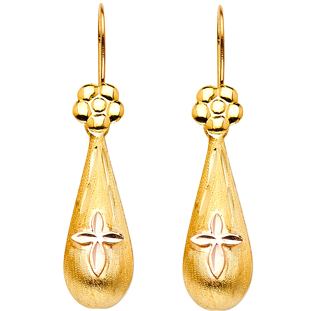 Hollow Fancy Earrings - 14K Gold - ER876