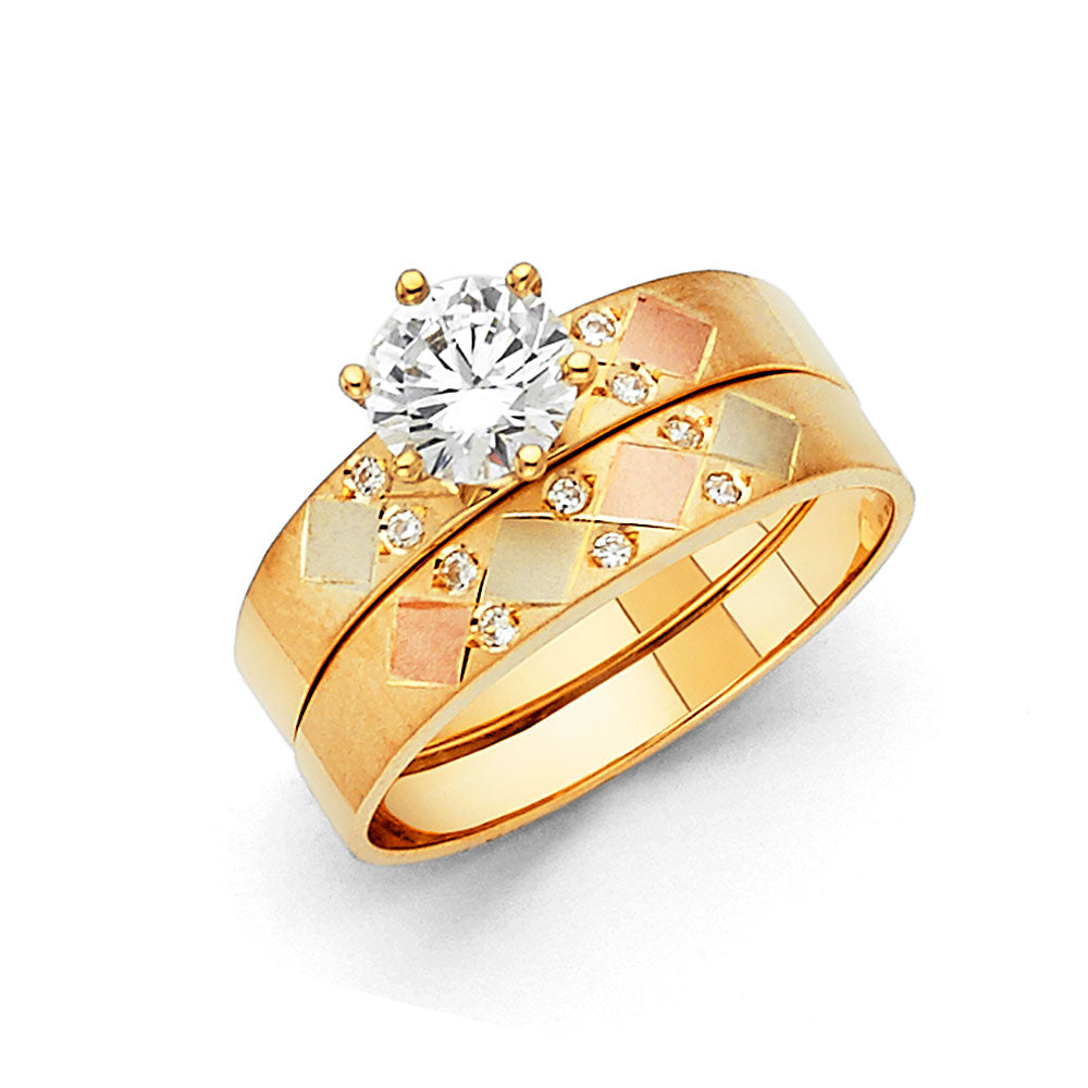 CZ Wedding Trio Sets - 14K - RG113