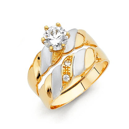 CZ Wedding Trio Sets - 14K - RG115