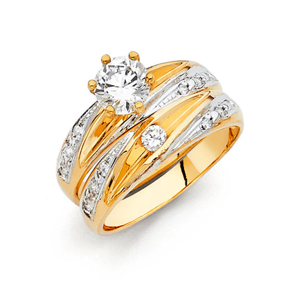 CZ Wedding Trio Sets - 14K - RG149