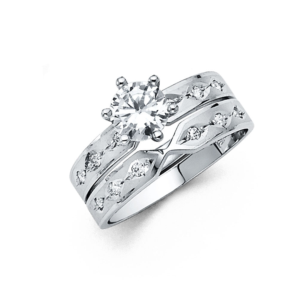 CZ Wedding Trio Sets - 14K - RG195