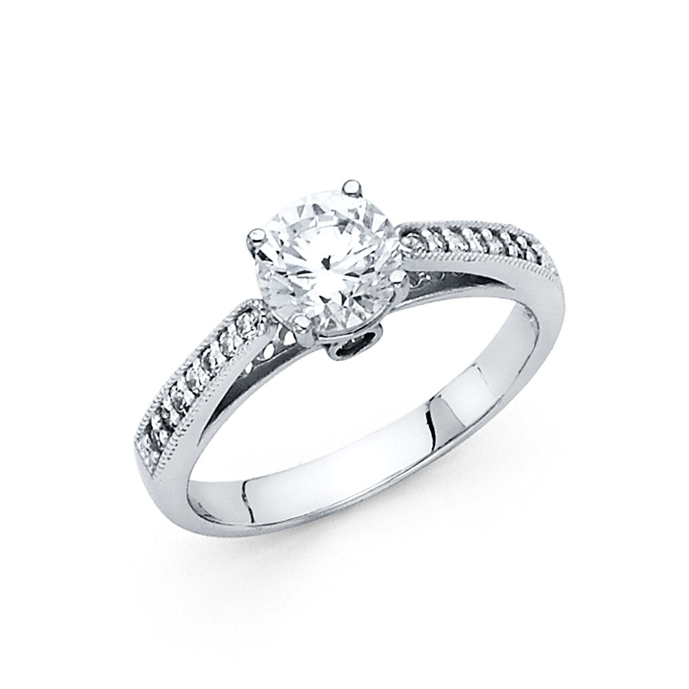 CZ Engagement Rings - 14K Gold - RG19W