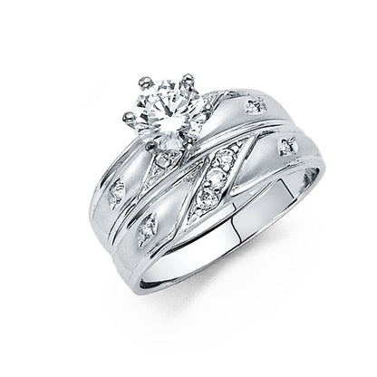 CZ Wedding Trio Sets - 14K - RG201