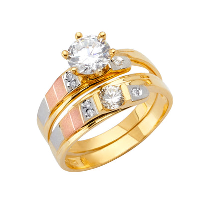 CZ Wedding Trio Sets - 14K - RG2519