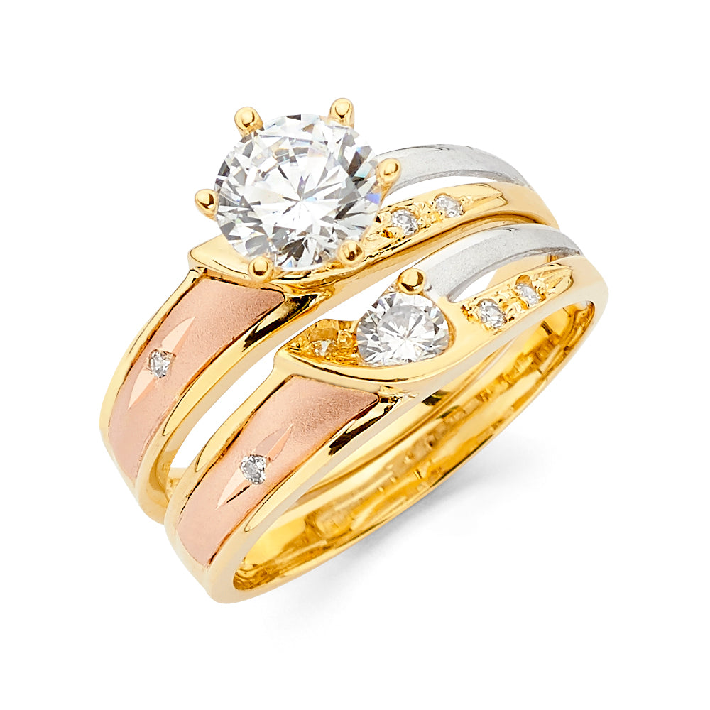 CZ Wedding Trio Sets - 14K - RG2522