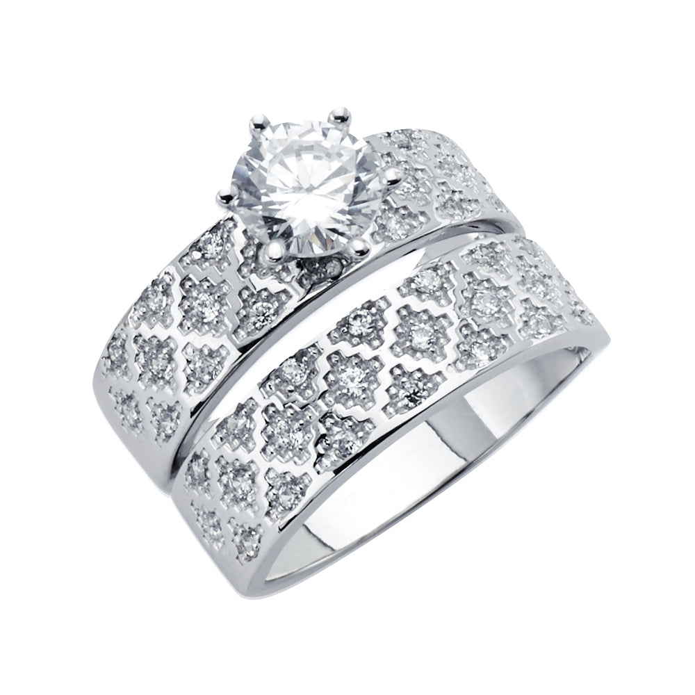 CZ Wedding Trio Sets - 14K - RG2534