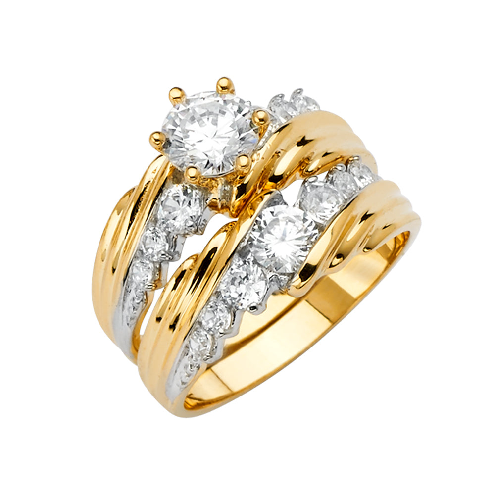 CZ Wedding Trio Sets - 14K - RG2892