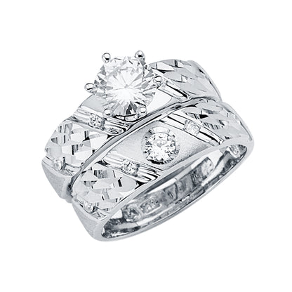 CZ Wedding Trio Sets - 14K - RG2898