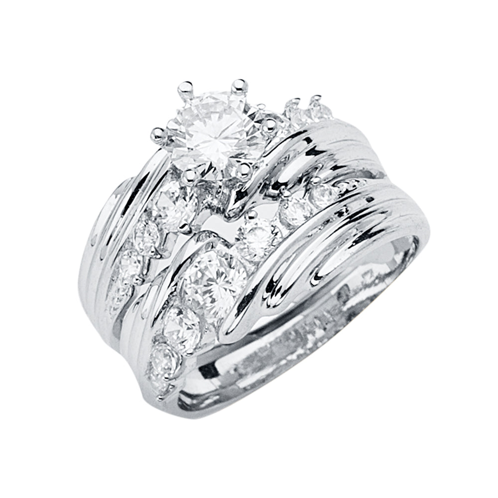 CZ Wedding Trio Sets - 14K - RG2901