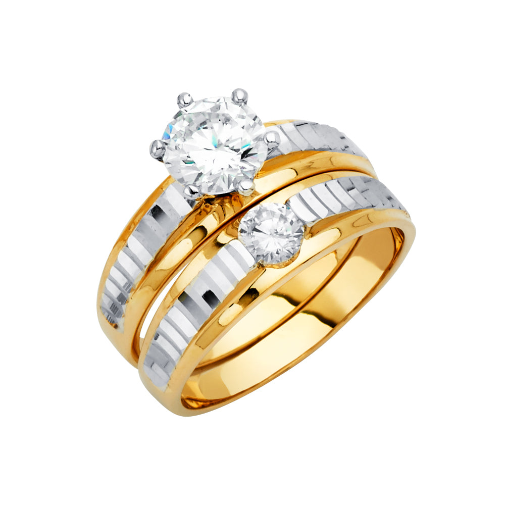 CZ Wedding Trio Sets - 14K - RG2925