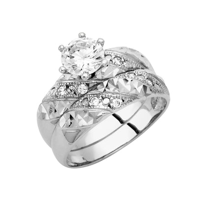 CZ Wedding Trio Sets - 14K - RG2946