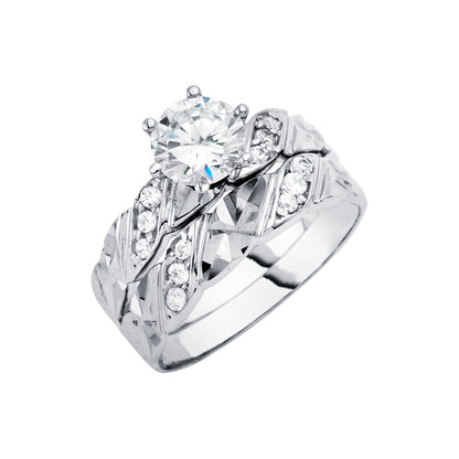 CZ Wedding Trio Sets - 14K - RG2949